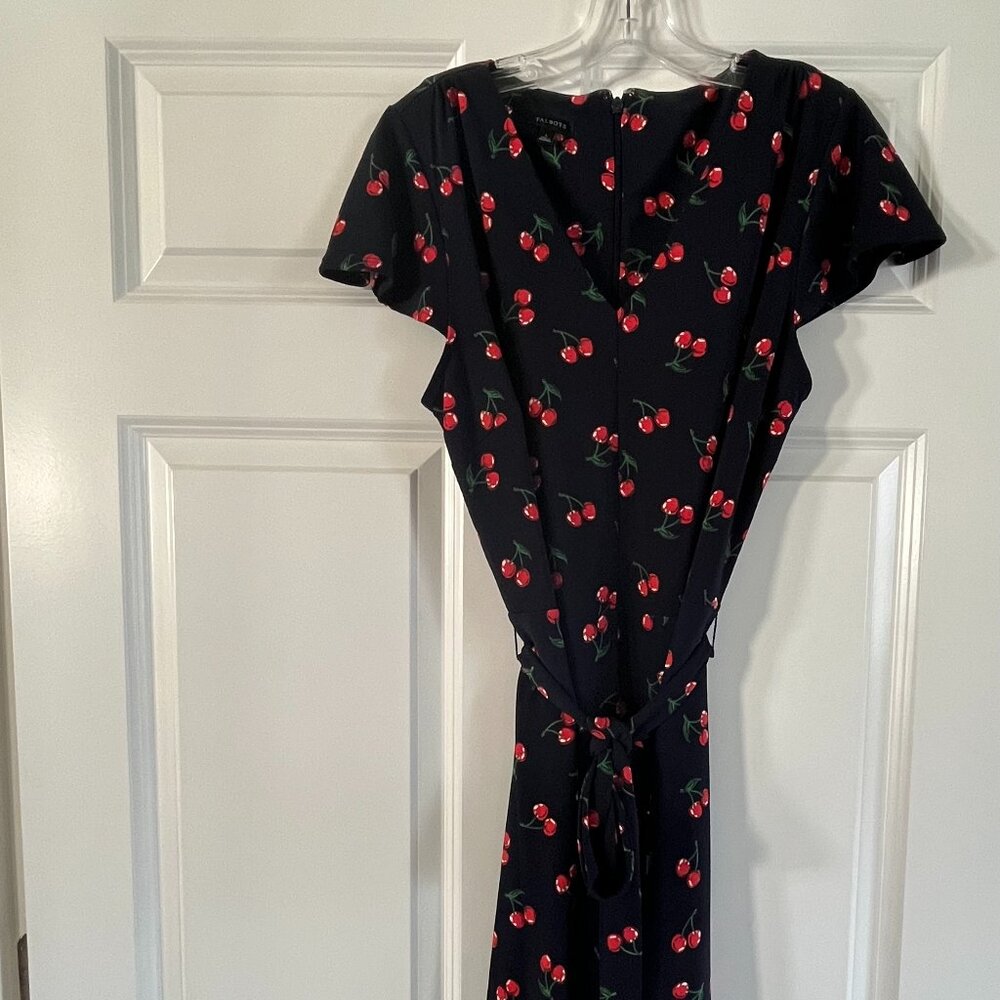 Talbots Navy blue dress w/cherry pattern - Picture 2 of 3